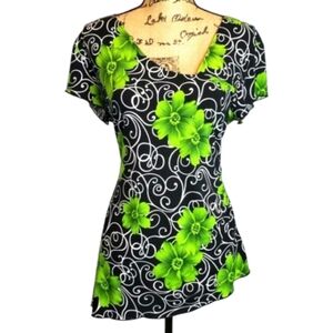 High/Low Lime Flower Shirt
